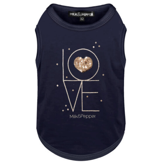 Milk & Pepper T-shirt pour chien Heloise Love bleu marine