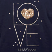 Milk & Pepper T-shirt pour chien Heloise Love bleu marine