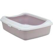 Bac de toilette pour chat Classic mauve et blanc