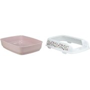 Bac de toilette pour chat Delio avec rebords Mauve et Blanc