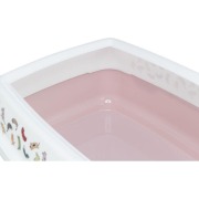 Bac à litière pour chat avec rebords mauve et blanc