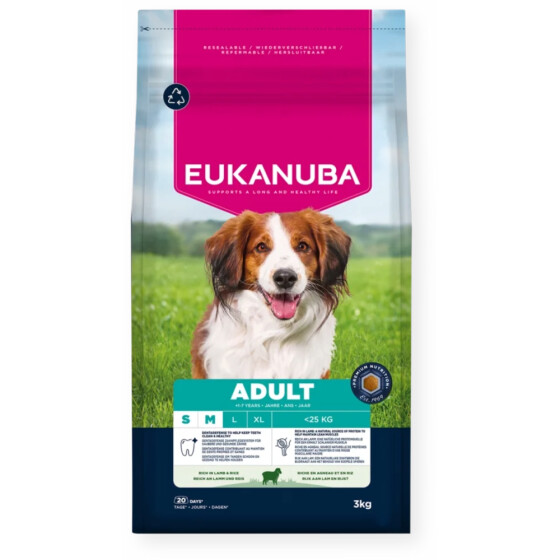 EUKANUBA croquettes adult petit et moyen chien agneau riz