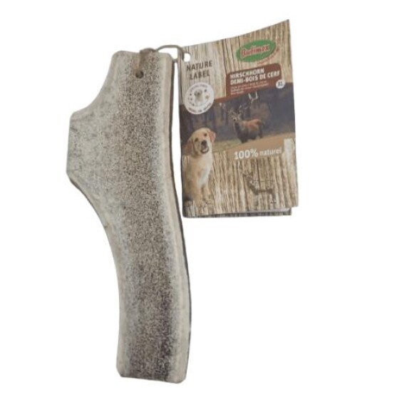 Bois de cerf pour gros chien XL coupé en deux Bubimex