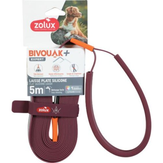 Longe plate en silicone rouge avec bande réfléchissante