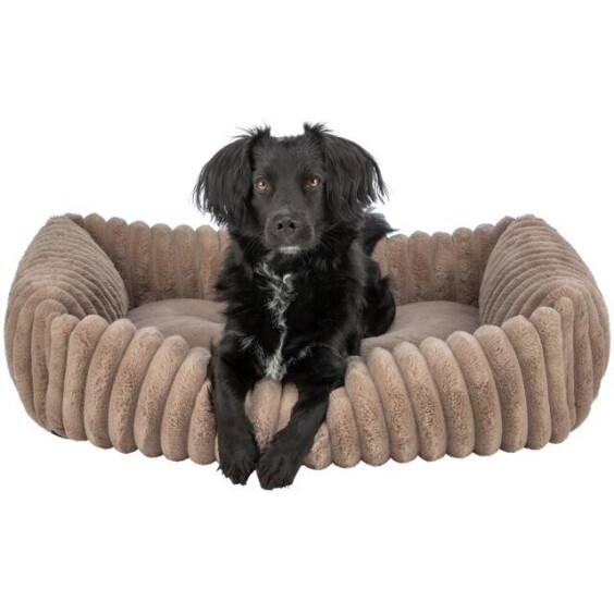 Lit pour chien en peluche douce et velours brun clair