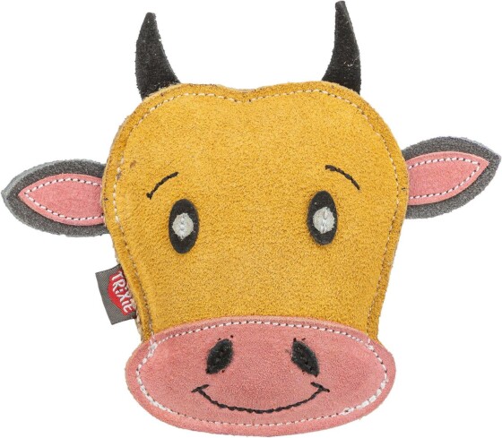 Jouet pour chien tête de vache en cuir véritable