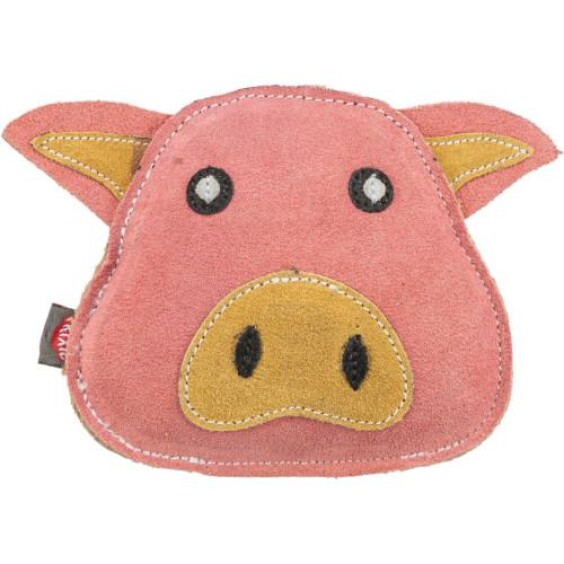 Jouet pour chien tête de cochon en cuir véritable