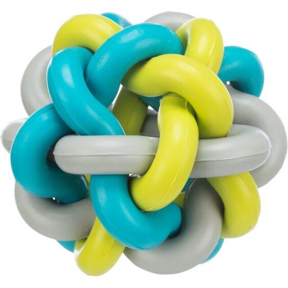 Balle tressée multicolore 7 cm pour chien