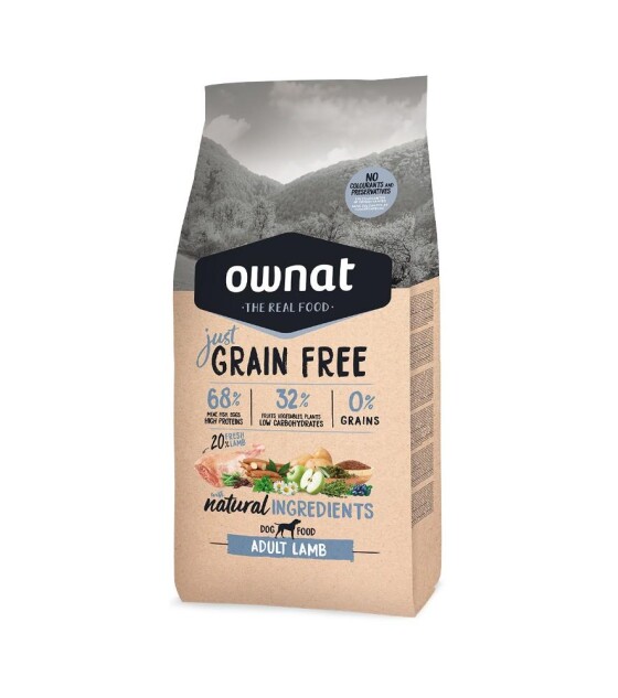 OWNAT croquettes just grain free pour chien adulte à l'agneau