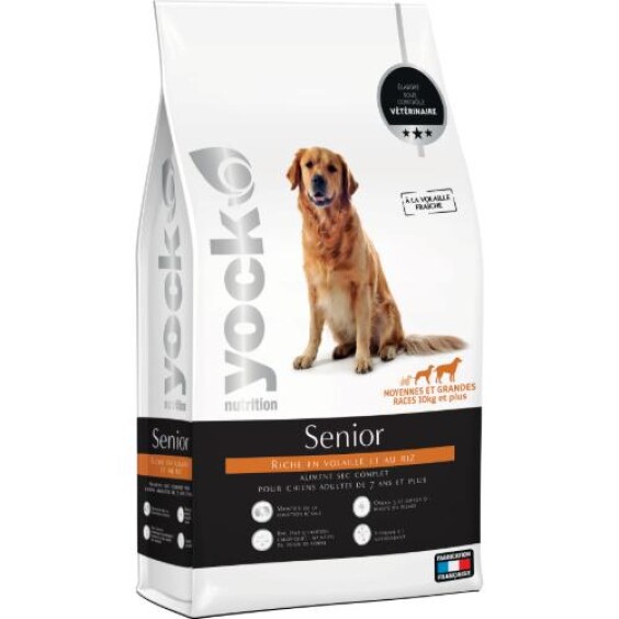 YOCK Croquettes pour chien Mature moyennes et grandes races 15 kg