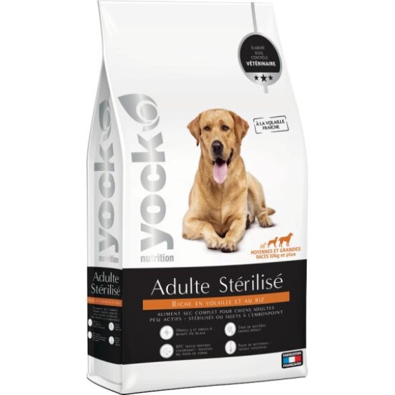 YOCK Croquettes NUTRITION pour chien stérilisé ou en surpoids moyennes et grandes races 12 kg