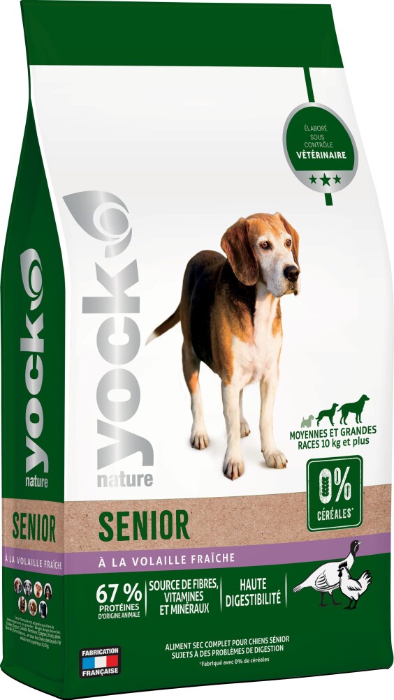 YOCK Croquettes sans céréales chien senior moyenne et grande race 12 kg NATURE