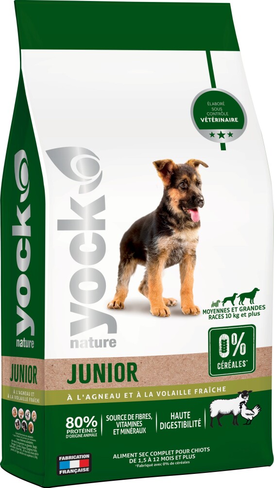 YOCK Croquettes sans céréales pour chiot et jeune chien (-1 an) 10 kg Nature