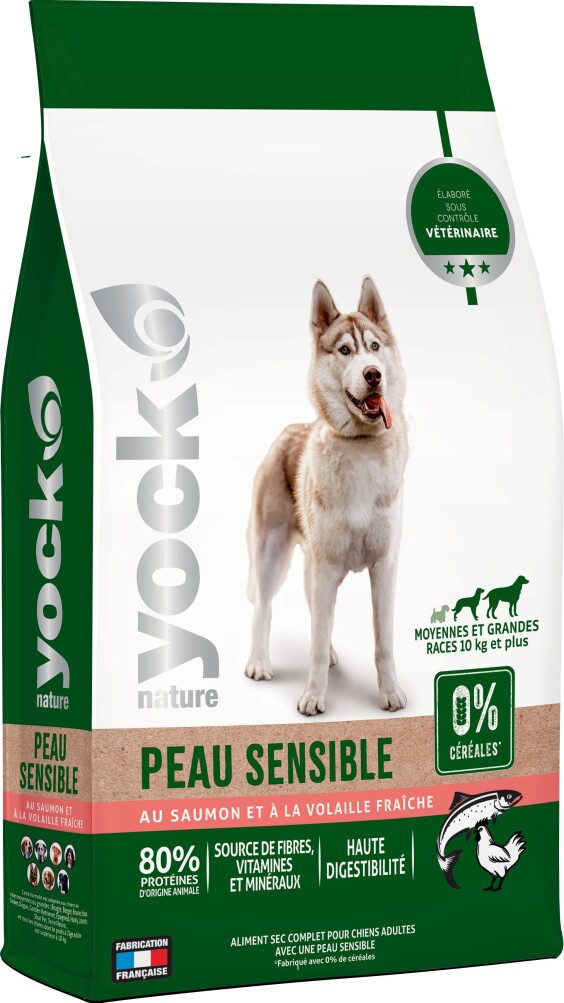 YOCK Croquettes sans céréales pour chien à peau sensible 12 kg NATURE