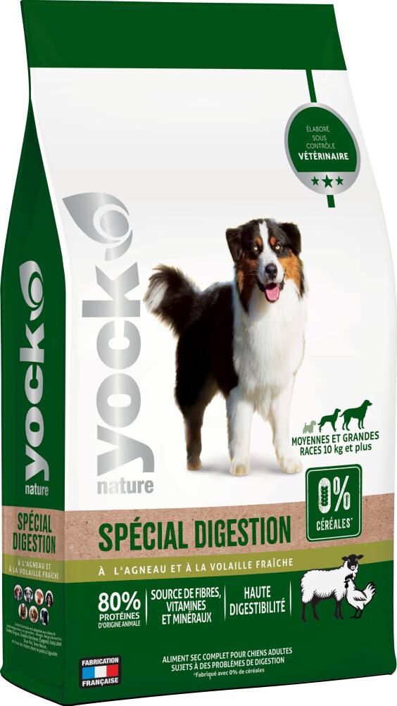 YOCK Croquettes sans céréales pour chien digestion sensible 12 kg Nature