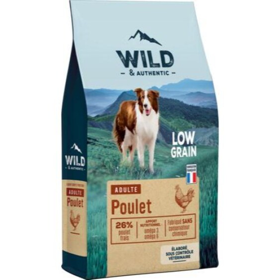 Wild & Authentic Croquettes pour chien au poulet pauvres en céréales (Low Grain)