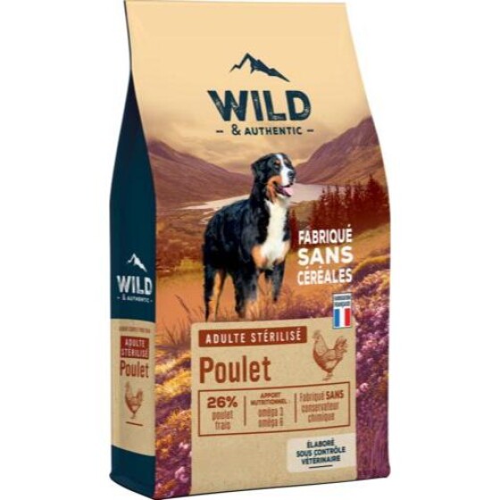 Wild & Authentic Croquettes pour chien stérilisé sans céréales au poulet