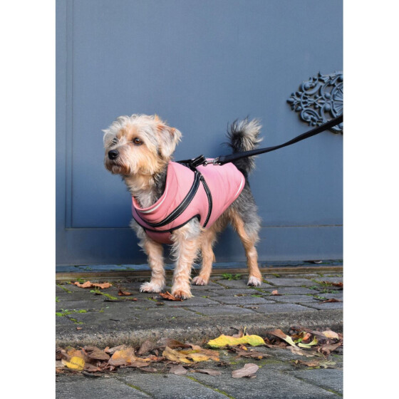 Manteau zippé polaire rose avec harnais intégré pour chien