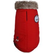 Manteau col fausse fourrure Finlande ROUGE