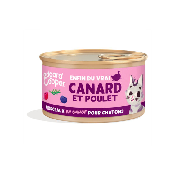 Edgard & Cooper Pâtée en morceaux en sauce sans céréales pour chaton au canard & poulet 85 g
