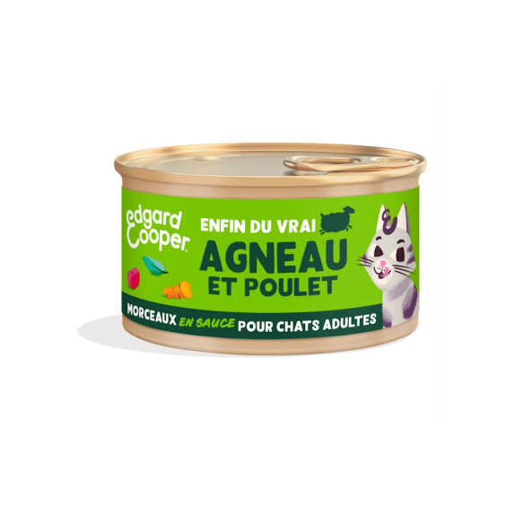 Edgard & Cooper Pâtée morceaux en sauce sans céréales pour chat agneau & poulet 85 g