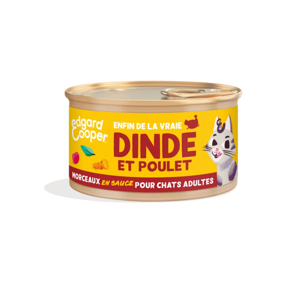 Edgard & Cooper Pâtée morceaux en sauce sans céréales pour chat dinde & poulet 85 g