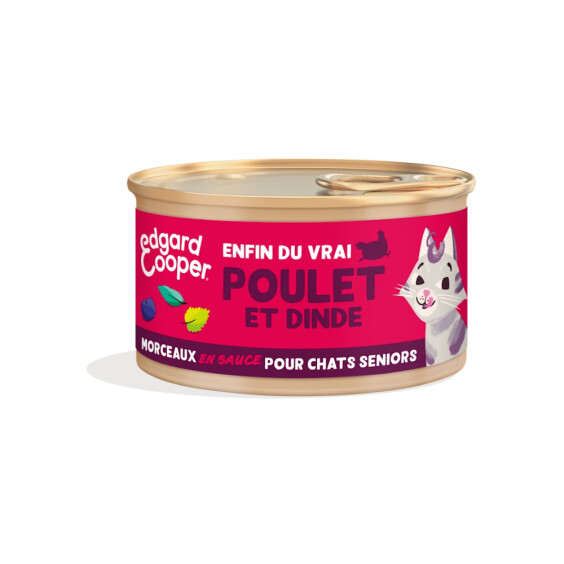 Edgard & Cooper Pâtée morceaux en sauce sans céréales pour chat senior poulet & dinde 85 g
