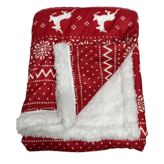 Couverture Noël Sherpa rouge pour chat & chien