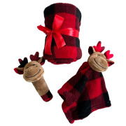 Ensemble jouet & couverture Noël – peluche renne + plaid 100×75 cm Mon Ami Luki