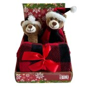 Ensemble jouet & couverture Noël – peluche ours + plaid 100×75 cm