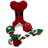 Coffret jouets de Noël pour chien – Peluche os + balles + corde Mon Ami Luki