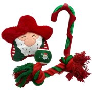 Coffret jouets de Noël pour chien – Peluche père + canne + corde