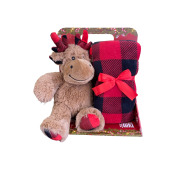 Ensemble peluche & couverture Noël – peluche renne + plaid 100×75 cm Mon Ami Luki