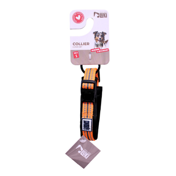 Collier réfléchissant pour chien orange Mon Ami Luki