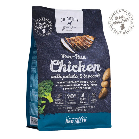 Croquettes chien adulte sans céréales Go Native poulet, pomme de terre et brocolis