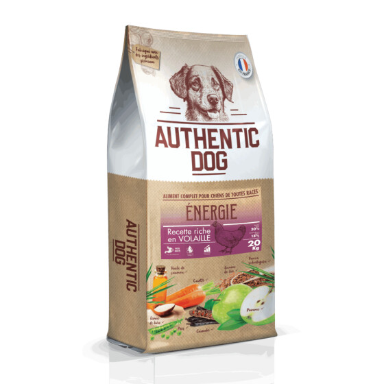Croquettes Authentic Dog chien actif, energy fabriquées en France