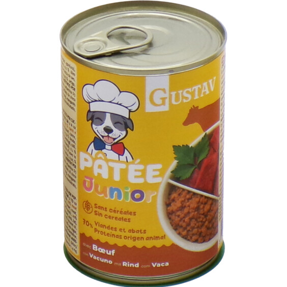 GUSTAV Pâtée pour chiot bœuf sans céréales (70 % protéines)