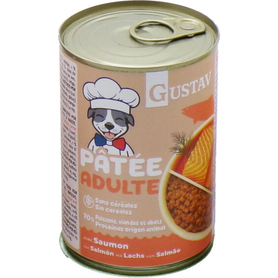 GUSTAV Pâtée pour chien adulte saumon sans céréales (70 % protéines)