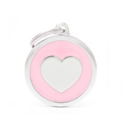 Médaille pour chien forme cœur personnalisable rose
