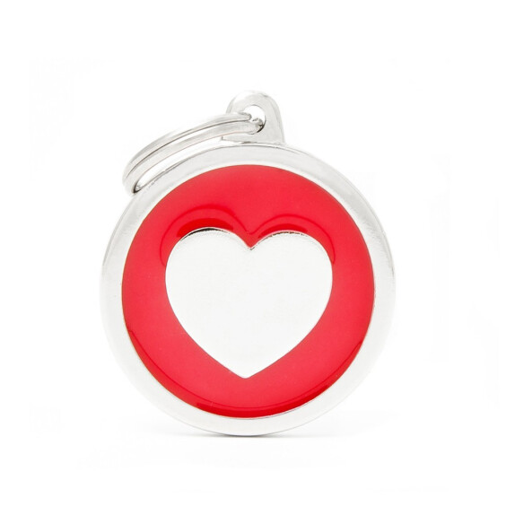 Médaille pour chien forme cœur personnalisable rouge