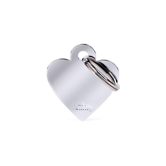 Médaille pour chien forme cœur personnalisable chromée