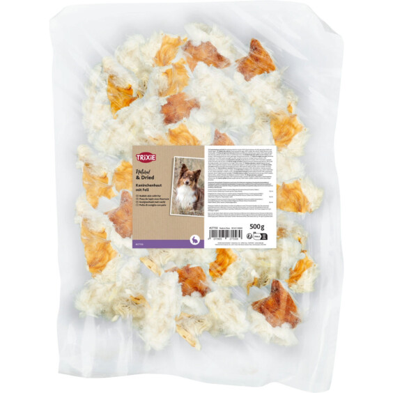 Friandise naturelle peau de lapin avec fourrure
