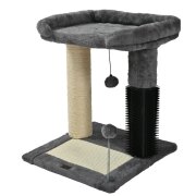 Arbre à chat compact avec plateforme, griffoirs et brosse intégrée