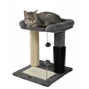 Arbre à chat compact avec plateforme, griffoirs et brosse intégrée