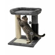 Arbre à chat compact avec plateforme, griffoirs et brosse intégrée