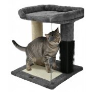 Arbre à chat compact avec plateforme, griffoirs et brosse intégrée