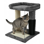 Arbre à chat compact avec plateforme, griffoirs et brosse intégrée