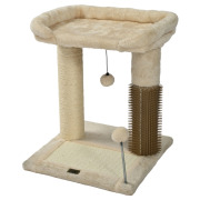 Arbre à chat compact avec plateforme, griffoirs et brosse intégrée Mon Ami Luki