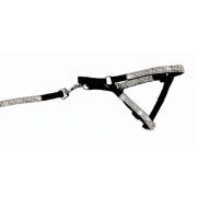 Harnais et laisse noir avec strass pour chat Mon Ami Luki