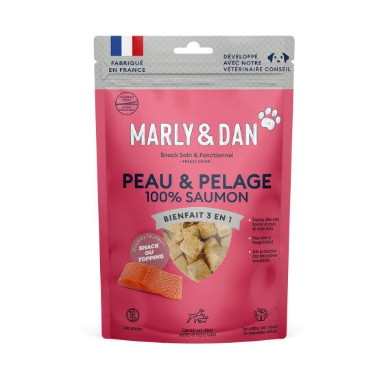 Marly & Dan Peau & Pelage – friandises 100% saumon chien 50 g